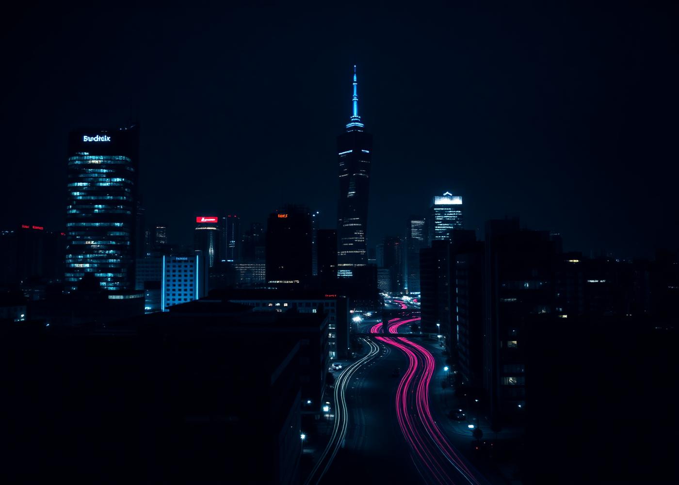 Financial district skyline at blue hour